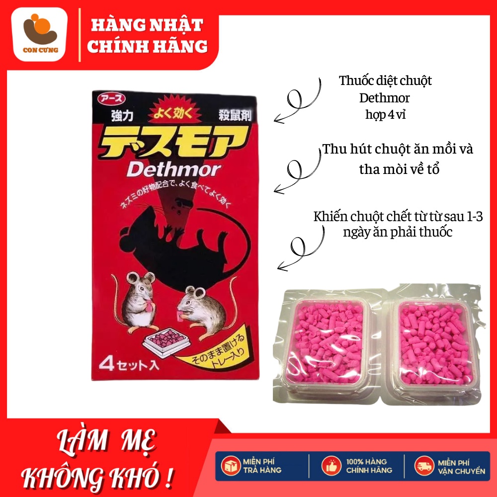 Thuốc diệt chuột Dethmor dạng viên hộp 4 vỉ Nhật Bản