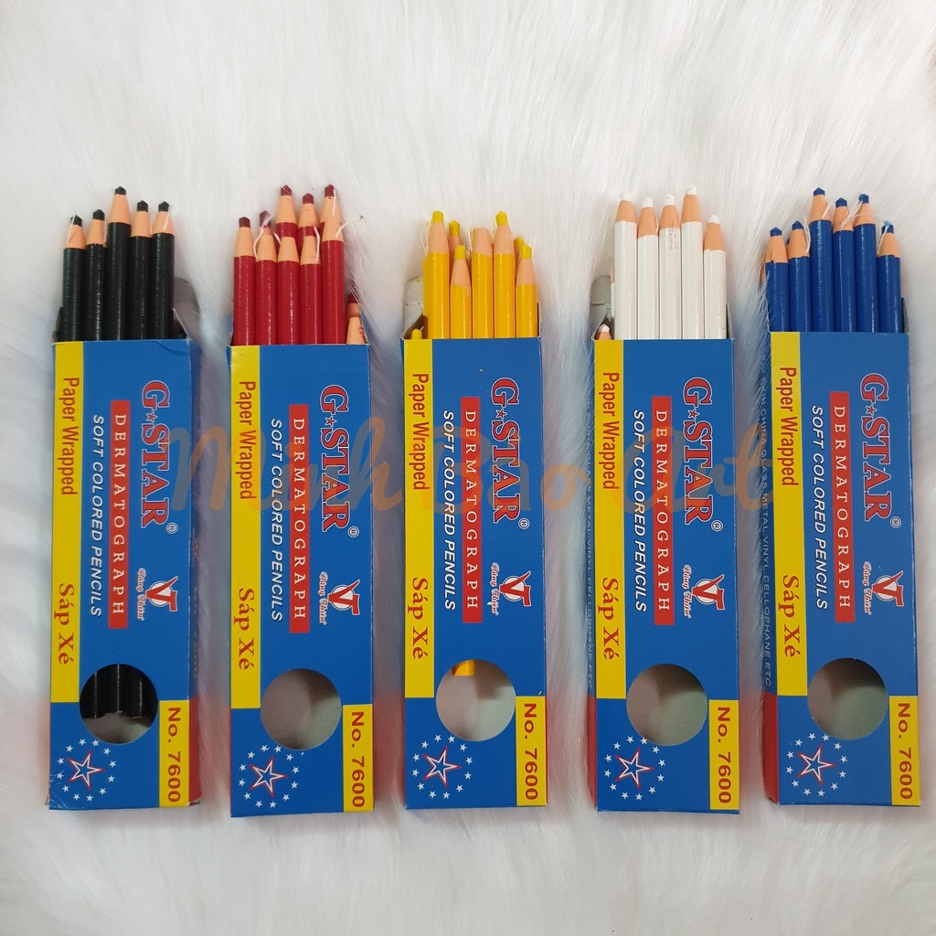 COMBO 5 CÂY BÚT SÁP XÉ G-STAR NO.7600 VIẾT LÊN KÍNH, GỐM, THỦY TINH, NHỰA, GỖ ...