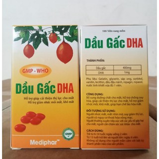 Viên dầu gấc DHA 400 chiết xuất từ tinh dầu gấc giúp sáng mắt đẹp da