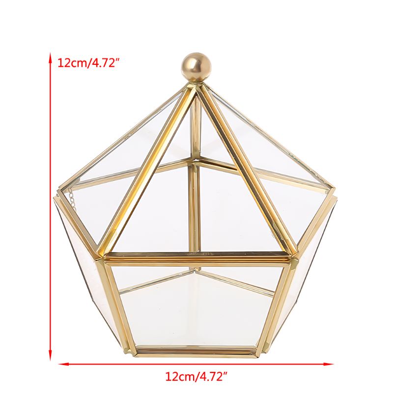 Flgo Hộp Thủy Tinh Trong Suốt Đựng Trang Sức Có Nắp Màu Vàng Kim Phong Cách Vintage