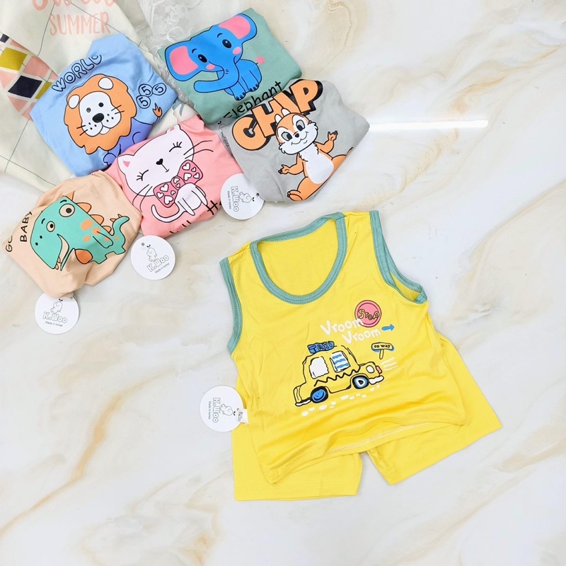 Bộ 3 lỗ thun lạnh K.Woo cho bé trai bé gái B48
