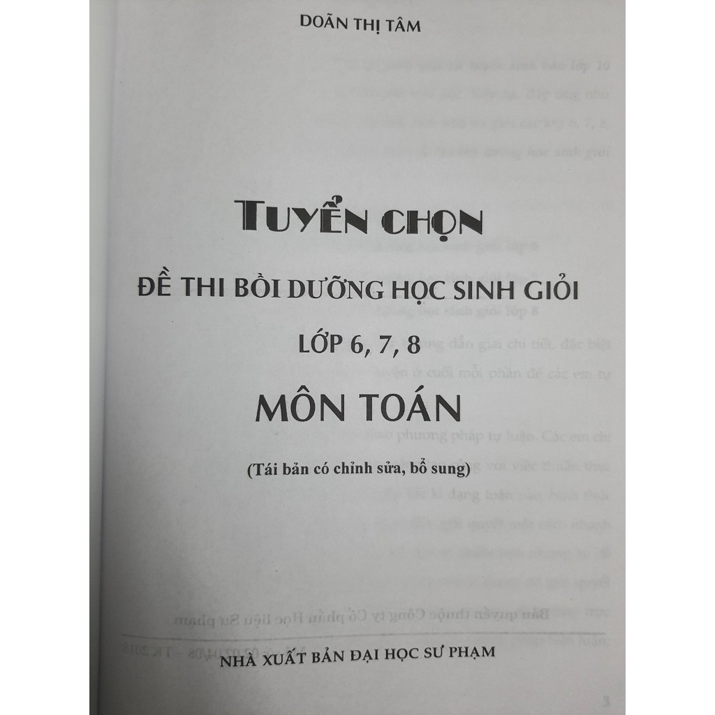 Sách - Tuyển chọn đề thi bồi dưỡng Học Sinh Giỏi Lớp 678 môn Toán