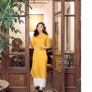 Áo Dài Cách Tân - Lụa Tô Châu , Màu Vàng  ( hàng kỹ - hình thật )