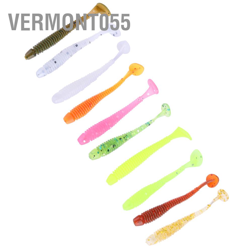 Hàng Hot 10PCS 5cm Mồi câu cá nhân tạo bằng nhựa mềm Grub Worm Baits Bộ phụ kiện Hàng giao ngayVermont055