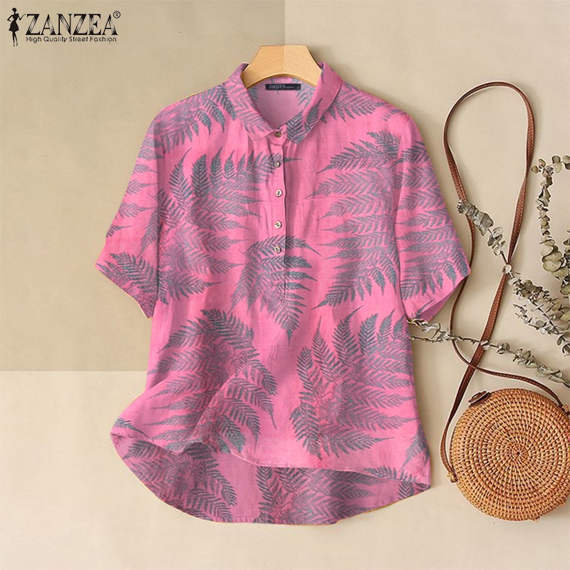 Áo Zanzea tay lửng dáng rộng in họa tiết phong cách vintage thích hợp cho nữ