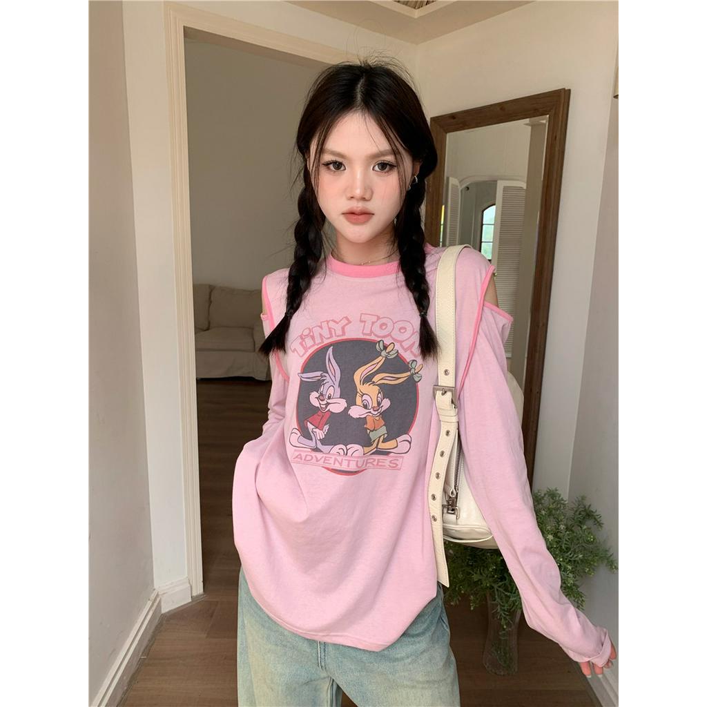 Áo Thun Tay Dài Chống Nắng Khoét Vai In Họa Tiết Hoạt Hình 63439