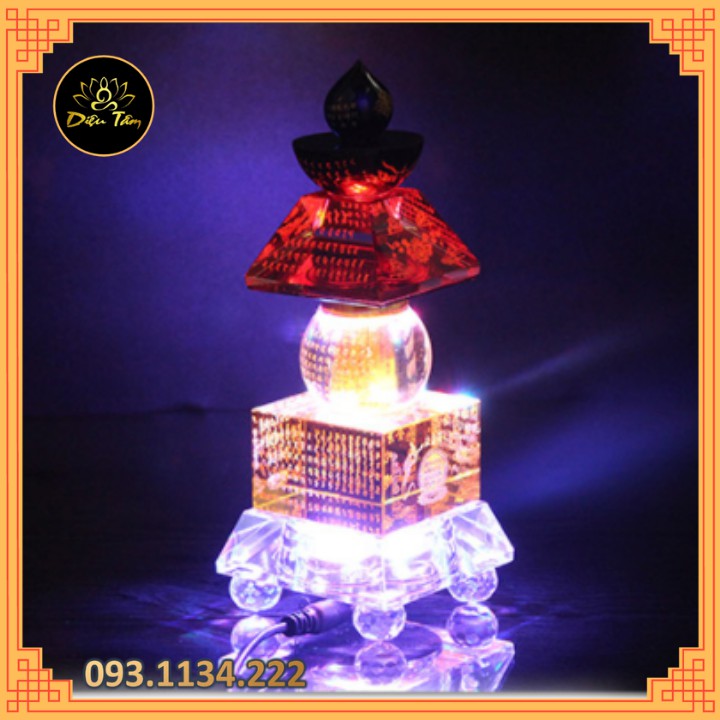 Tháp xá lợi pha lê khắc thần chú