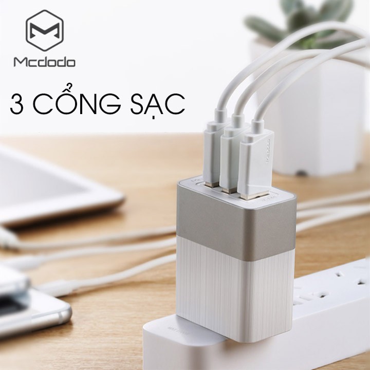 Cốc sạc 3 cổng mcdodo,max 3.4A,sạc 3 thiết bị