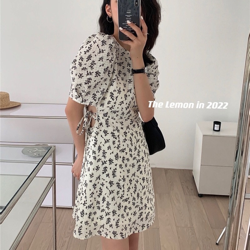 Đầm Thiết Kế Chiết Eo Mỏng In Họa Tiết Hoa Phong Cách Retro Pháp Thời Trang Mùa Hè Cho Nữ