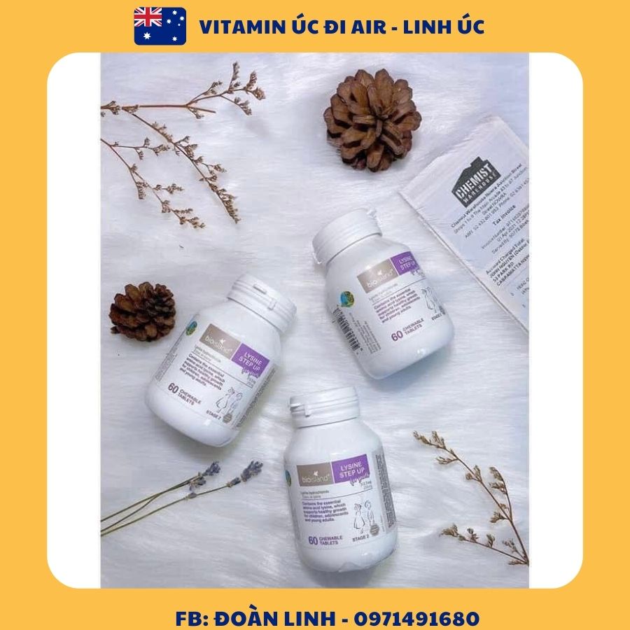 Viên uống tăng chiều cao LYSIN BIOISLAND giúp bé phát triển chiều cao, Hàng chuẩn úc, Hộp 60v
