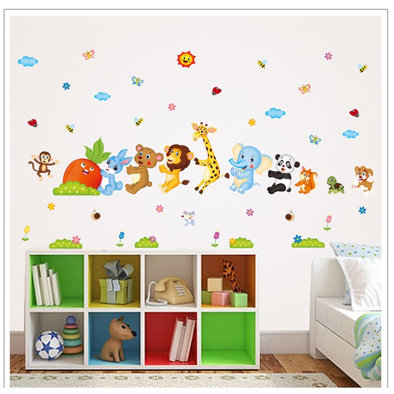 Tranh decal dán tường ĐỘNG VẬT NHỔ CAROT cho bé - Decal dán tường️