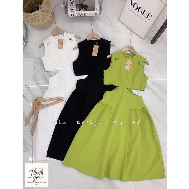 Đầm maxi cut out eo tôn dáng dạo phố cho bạn gái năng động trẻ trung