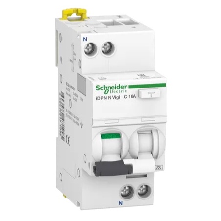 Cầu dao tích hợp chống dòng rò Schneider A9D31616 - Acti9 RCBO, 1P+N, 16A, 6kA, 30mA