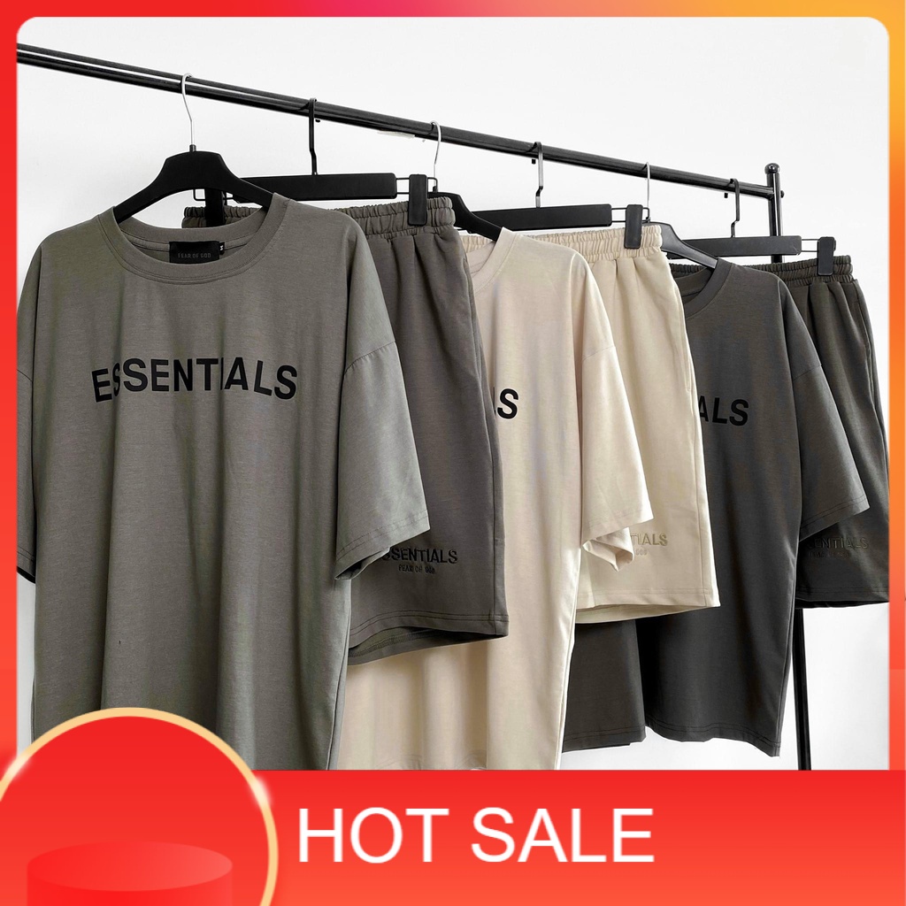 Set đồ bộ Essentials cao su in ngực ,quần áo mùa hè cotton nam nữ unisex Mã 1080