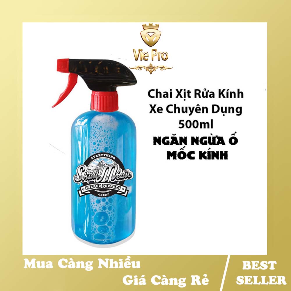 Dung dịch vệ sinh kinh xe ô tô lau gương kính xe hơi chuyên dụng Skull Medic chống bám bụi ngăn ngừa ố mốc - Vie Pro