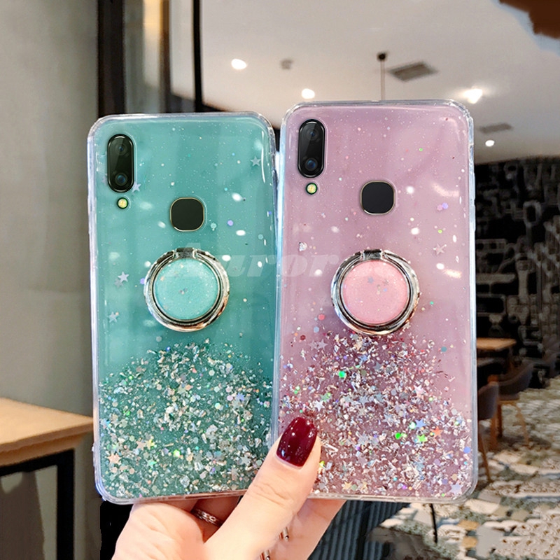 Bling Star SoftCase Vivo Y91 Y93 S1 Y65 Y91C V5S V5 Lite V9 V11 Pro Y69 Soft Phone Cover With Ring