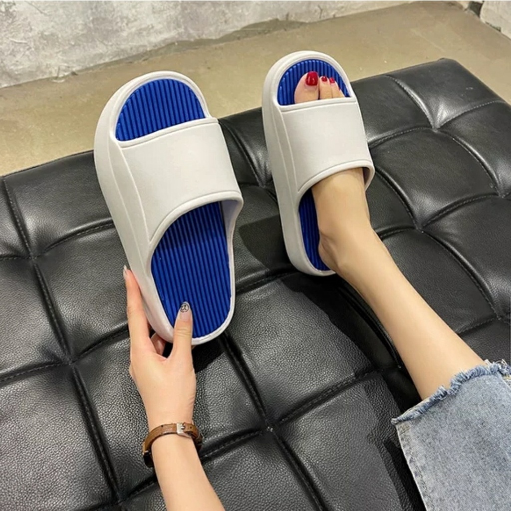 Dép Quai Ngang Bánh Mì Trơn Nam Nữ Đế Độn 3cm Kiểu Dáng Năng Động