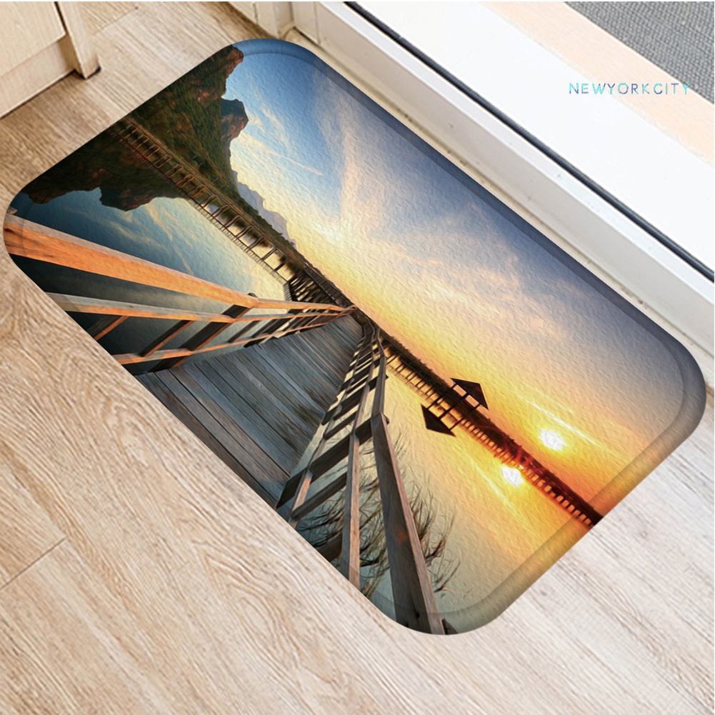 Thảm Chùi Chân Chống Trượt Họa Tiết Cây Cầu / Đại Dương Độc Đáo