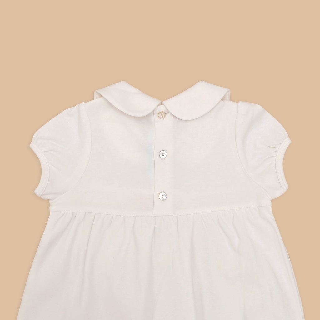 Bộ quần áo cho bé Nous, áo cộc màu trắng thêu chữ cho bé trai bé gái, chất liệu nu petit (size từ 0 đến 12 tháng)
