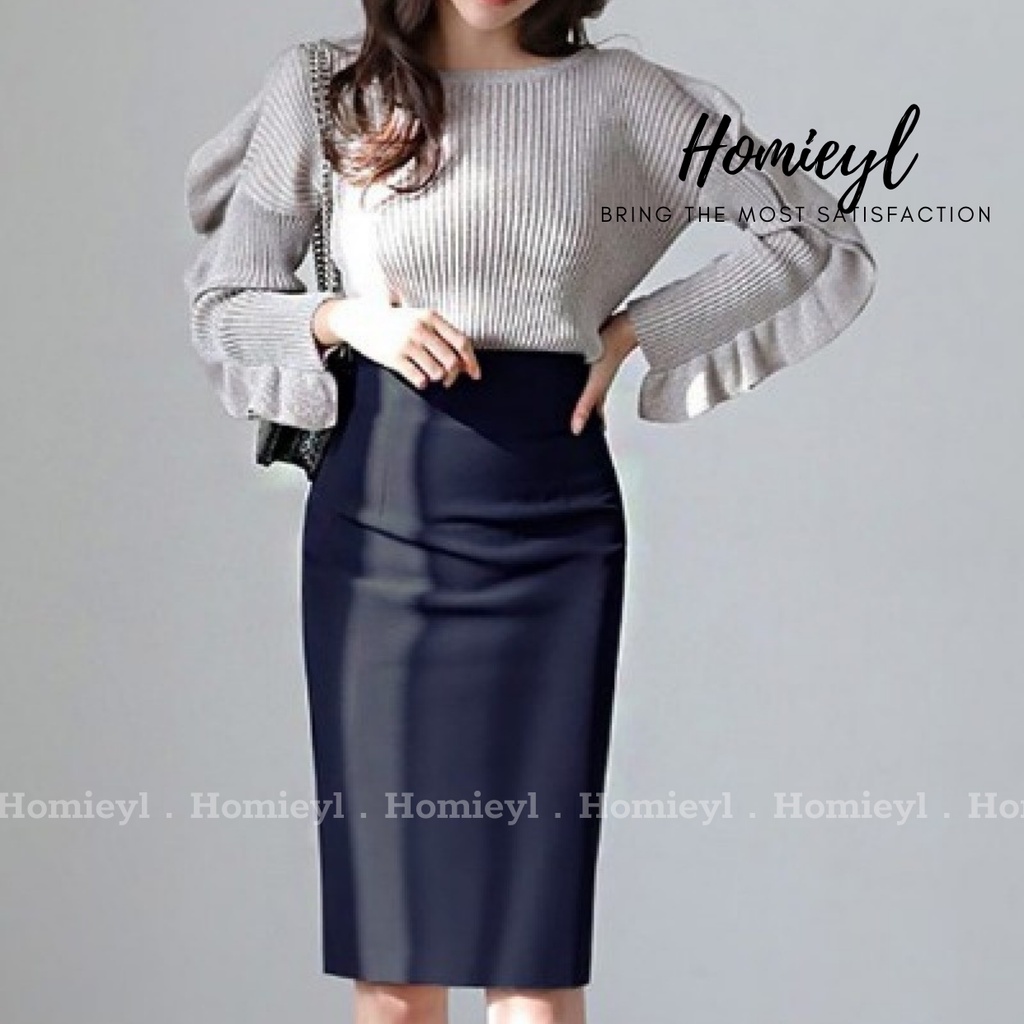 Chân váy bút chì dài công sở Homieyl cao cấp đen dài xẻ sau
