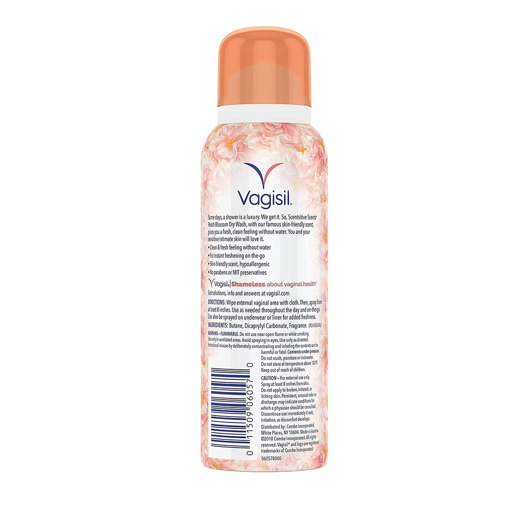 Vagisil xịt khô vệ sinh khử mùi Peach Blossom - Hàng Mỹ