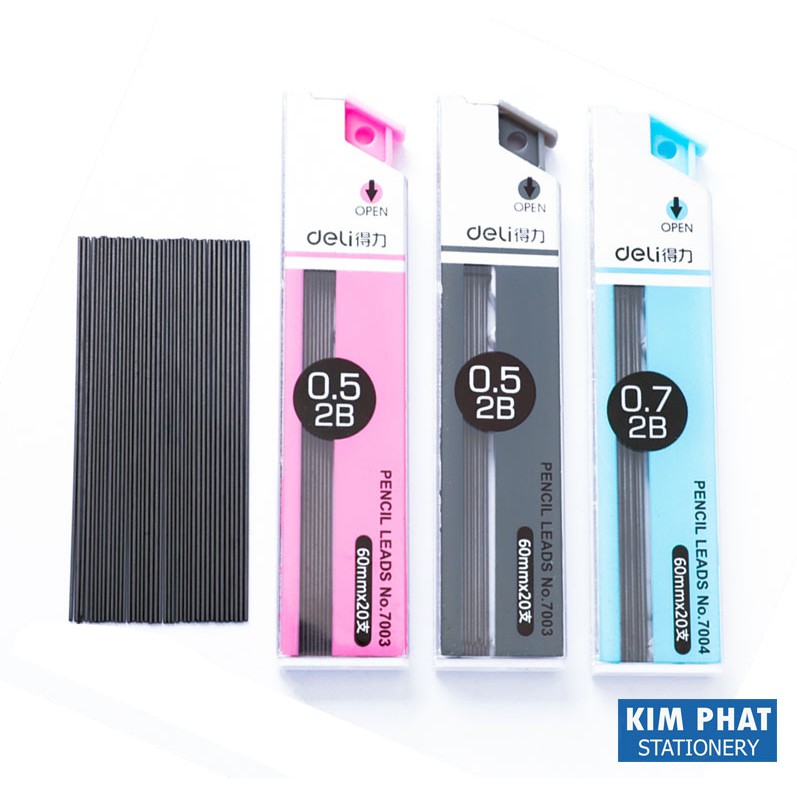 Ruột bút chì kim bấm, ngòi chì 0.5mm / 0.7mm 2B Deli