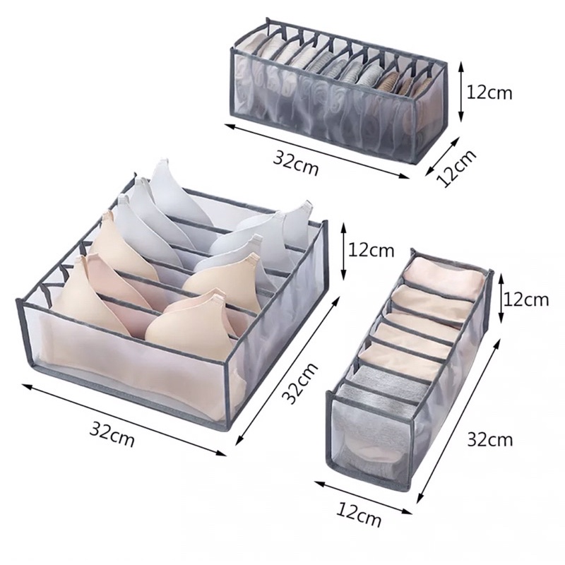 Bộ 3 hộp lưới đựng đồ lót gấp gọn tiện lợi