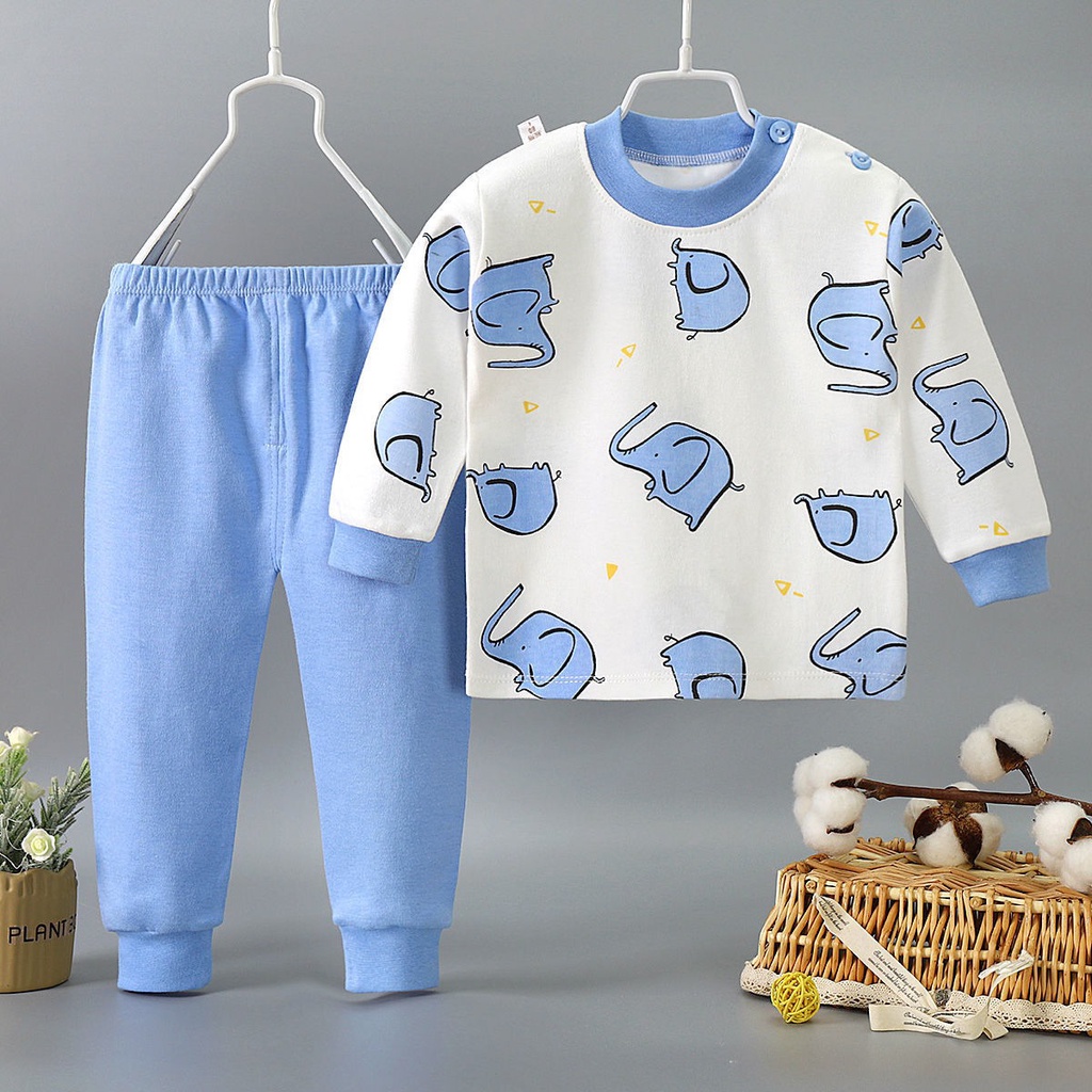 New pure cotton autumn baby underwear set autumn clothes for girls long pants two piece pajamas for kids at home