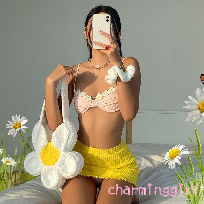 Áo bikini họa tiết hoa màu hồng gợi cảm dành cho nữ