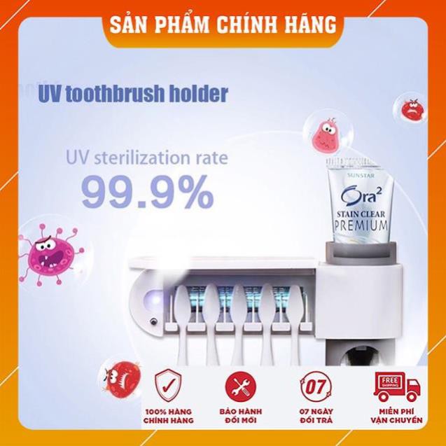 [CAO CẤP] Máy khử trùng/Máy tiệt trùng Bàn Chải đánh răng kiêm nhả kem đánh răng Cao Cấp Tia UV Lên Tới 99%