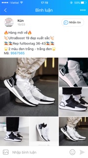 Giầy thể thao Ultra Boostt rep fullbox tag full sz nam/nữ