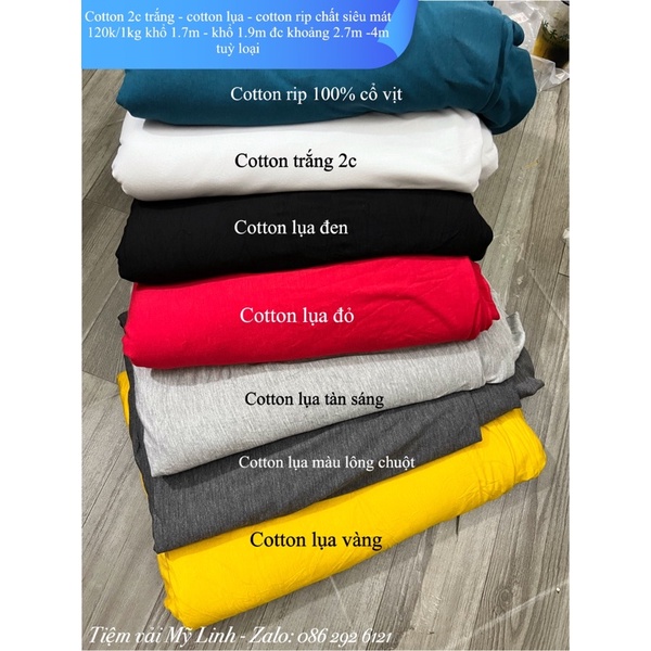 Vải cotton lụa Hàn quốc mềm mịn thấm hút mồ hôi cực tốt