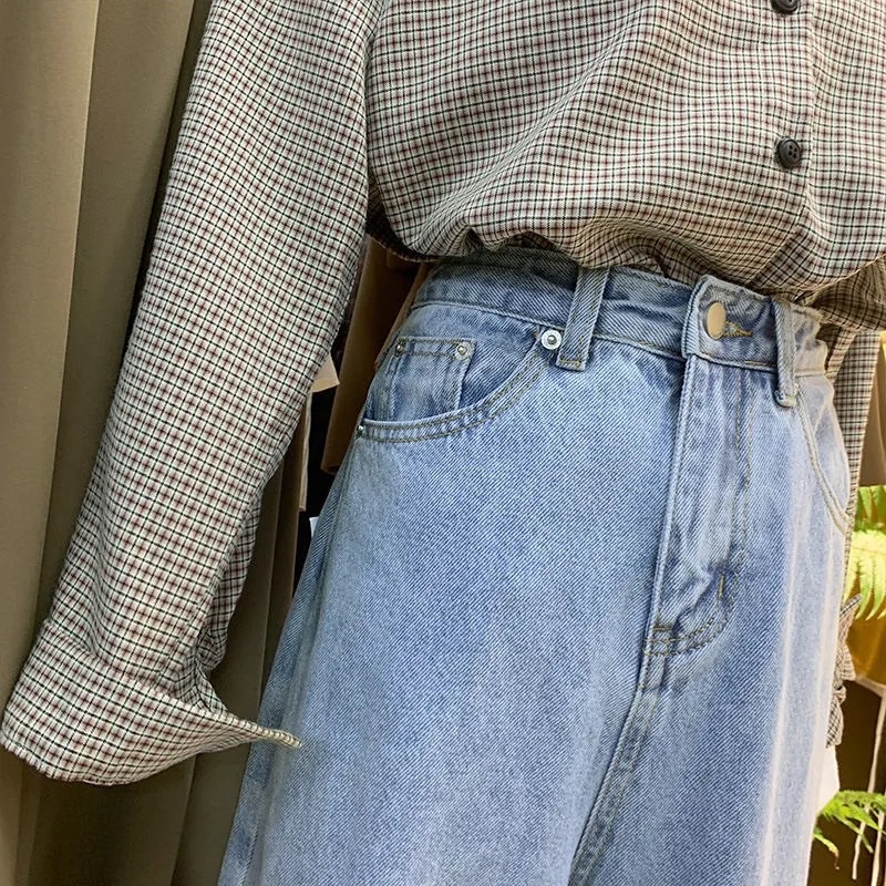 Quần Jeans Ống Suông Màu Xanh Nhạt Loại 1 Chuẩn Store Phong Cách Ulzzang Dễ Mix Đồ Mặc Hàng Ngày