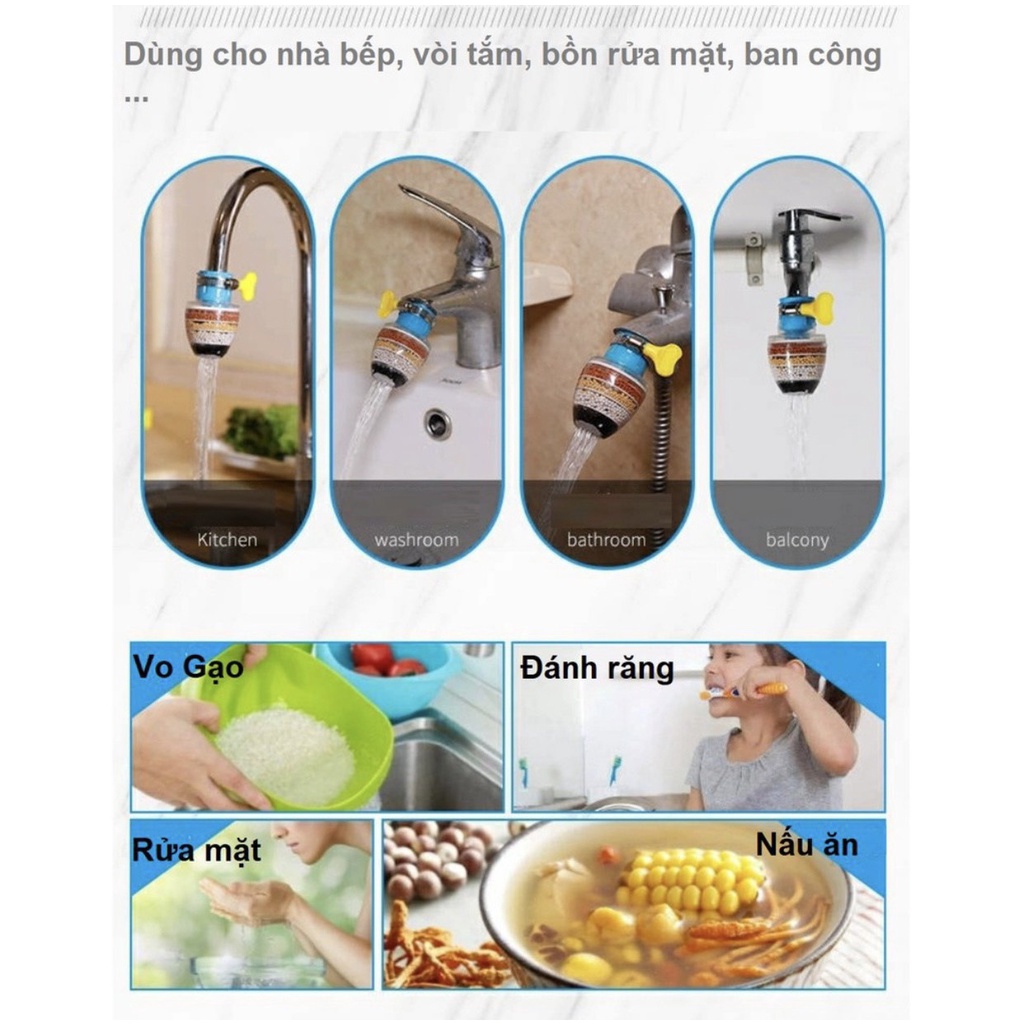 Đầu Lọc Nước Trực Tiếp Tại Vòi 6 Tầng Lọc V4 - Lọc Nước Mini 6 Tầng Có Co Tăng Giảm Gắn Được Mọi Loại Vòi