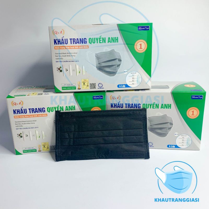 Khẩu trang 4 lớp màu đen than hoạt tính hoopk 50c