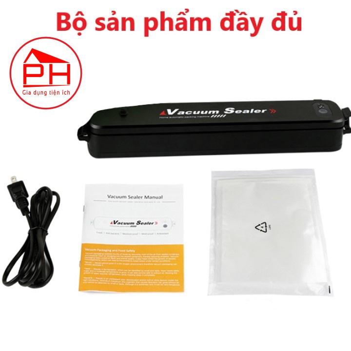 Máy hút chân không Vacuum Sealer bảo vệ thực phẩm đơn giản hiệu quả, kiêm máy hàn miệng túi - Tặng kèm 10 túi chân không