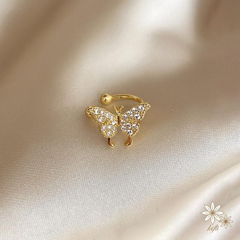 【kifli】Khuyên Kẹp Vành Tai Không Xỏ Lỗ Hình Bướm Nhỏ Thời Thượng Cho Nữ