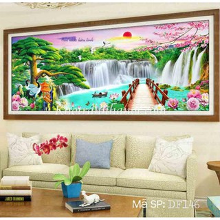 Tranh đính đá non nước hữu tình 180x75cm