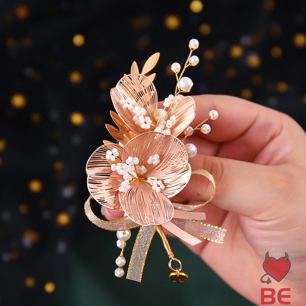 Phụ kiện cài tóc/ đeo cổ tay/ cài ngực áo YADORNOS thiết kế hoa handmade đính hạt ngọc trai nhân tạo thời trang cho nữ