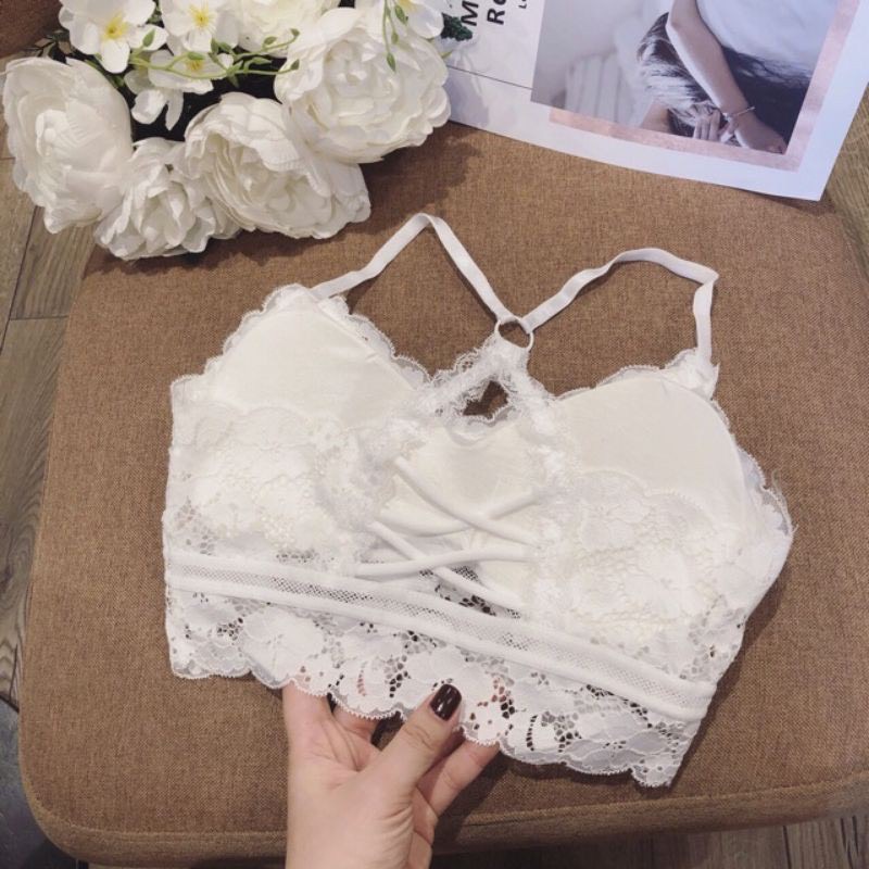 Áo Lót Nữ Yếm Đan Dây Nơ Chất Xốp - Áo Bra Nữ 2 dây tập gym chữ U hở lưng 2 dây không gọng nâng ngực gợi cảm co giãn