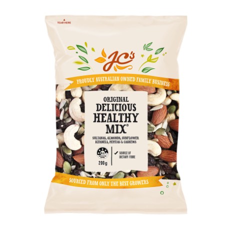 Hạt dinh dưỡng&amp; trái cây khô HỮU CƠ Delicious Healthy Mix JC's Quality Foods- Bịch 200g