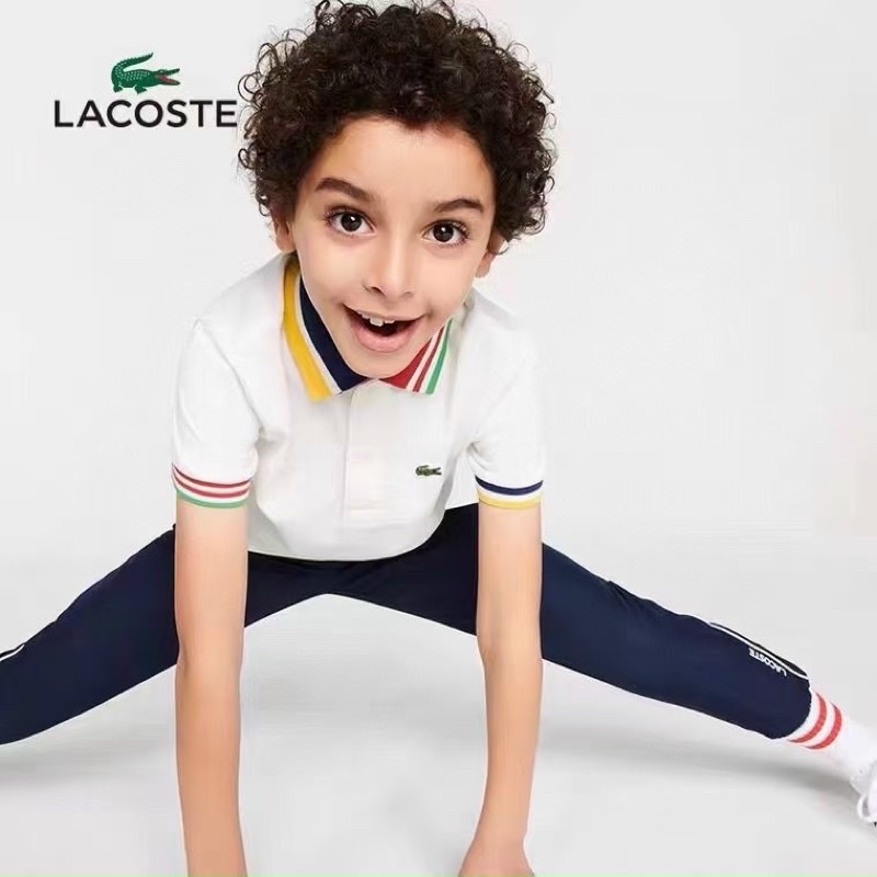 Áo polo Lacoste cộc tay trơn basic bé trai 18-38kg (có ảnh thật)