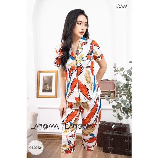 Bộ đồ Pijama Nữ Laroma Hoạ tiết chất lụa satin Nhật cao cấp
