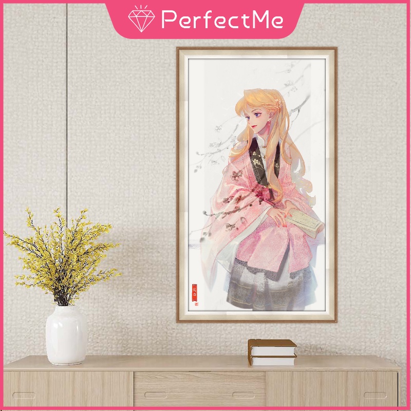 Bộ tranh đính đá 5D tự làm 30x50cm hình công chúa Disney dùng treo tường trang trí phòng khách