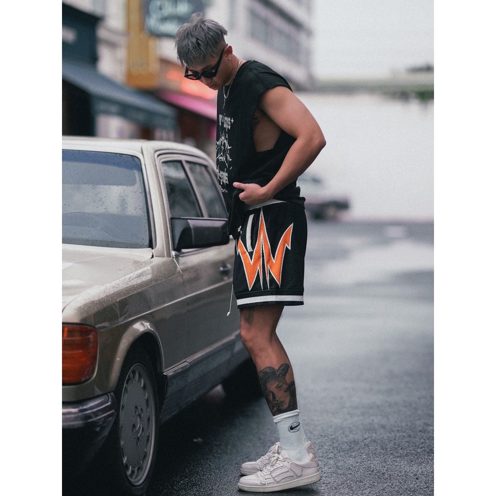 Reserff GSW Quần Short Hai Lớp Lưới Hai Lớp Màu Vàng Đồng Chính Hãng Của Bang Warriors Retro Mỹ