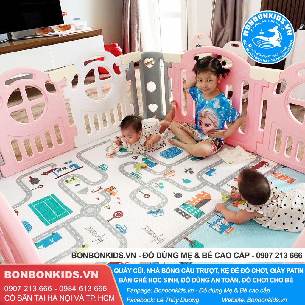 Quây bóng Hàn Quốc Newber Kitty bo góc (1m5x1m8) cao cấp - Quây cũi nhựa cho bé