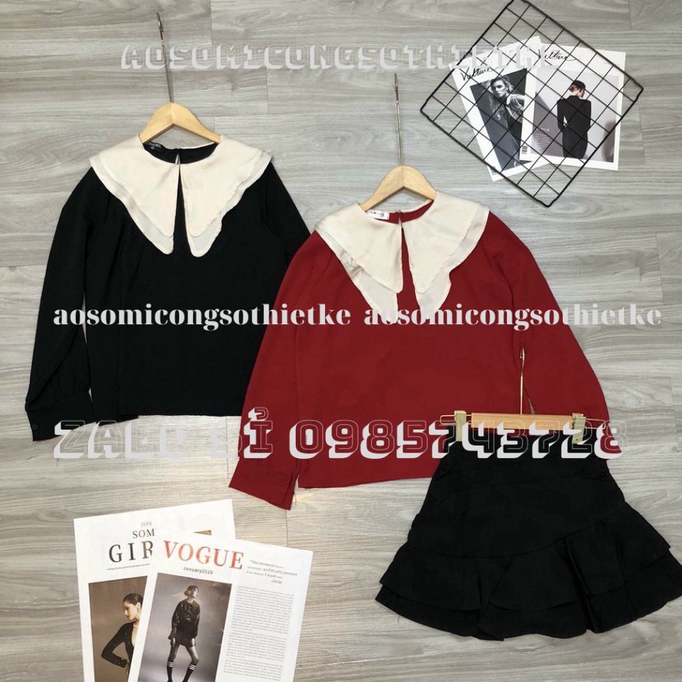 áo babydoll tiểu thư cổ bèo PN00033 aosomicongsothietke