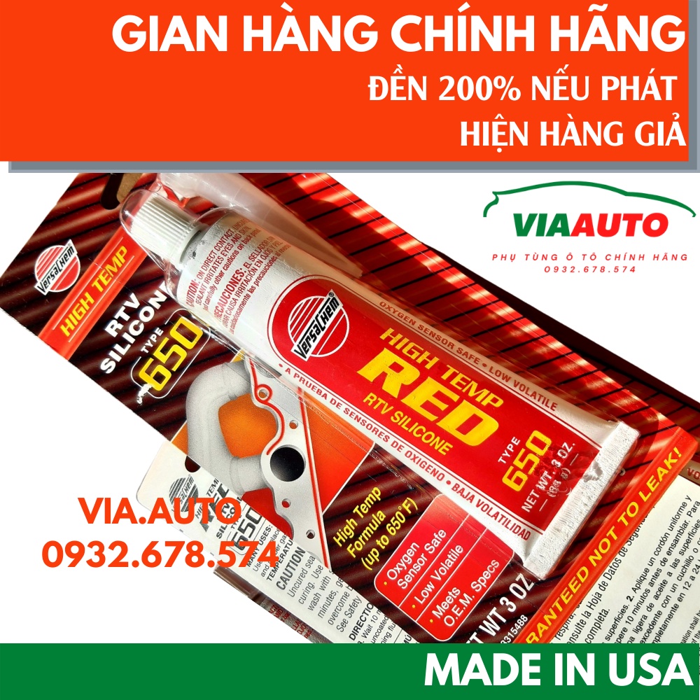 Keo đỏ chính hãng Versachem USA Versachem 65309 Low Volatile High Temperature Red Silicone - 3 oz