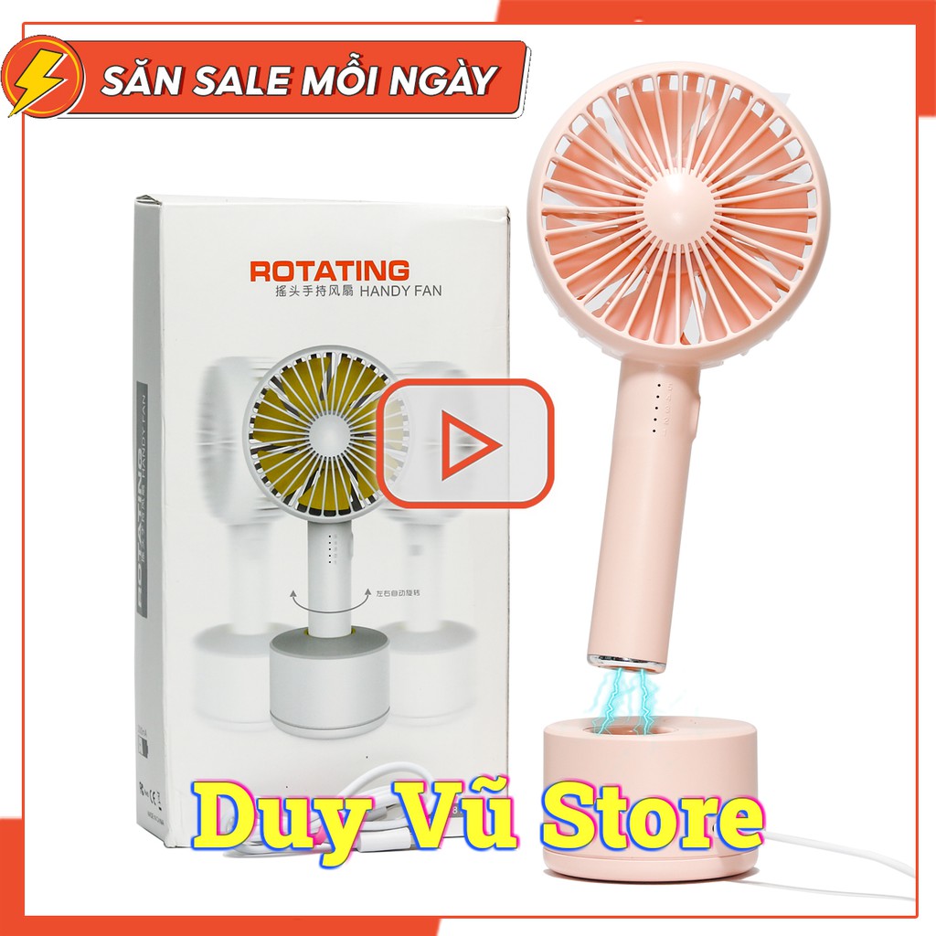 Quạt Cầm Tay 5 Cấp Độ Số [Tích Hợp Đế Sạc][Quay Trái Phải][2000mah]