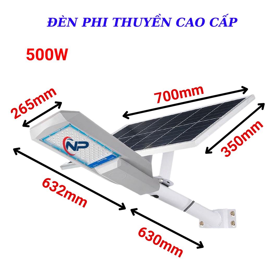 Đèn led năng lượng mặt trời Phi Thuyền NHATPHONG 500W PT1500 cao cấp,vỏ nhôm tĩnh điện,cảm biến ánh sáng,BH 2 năm